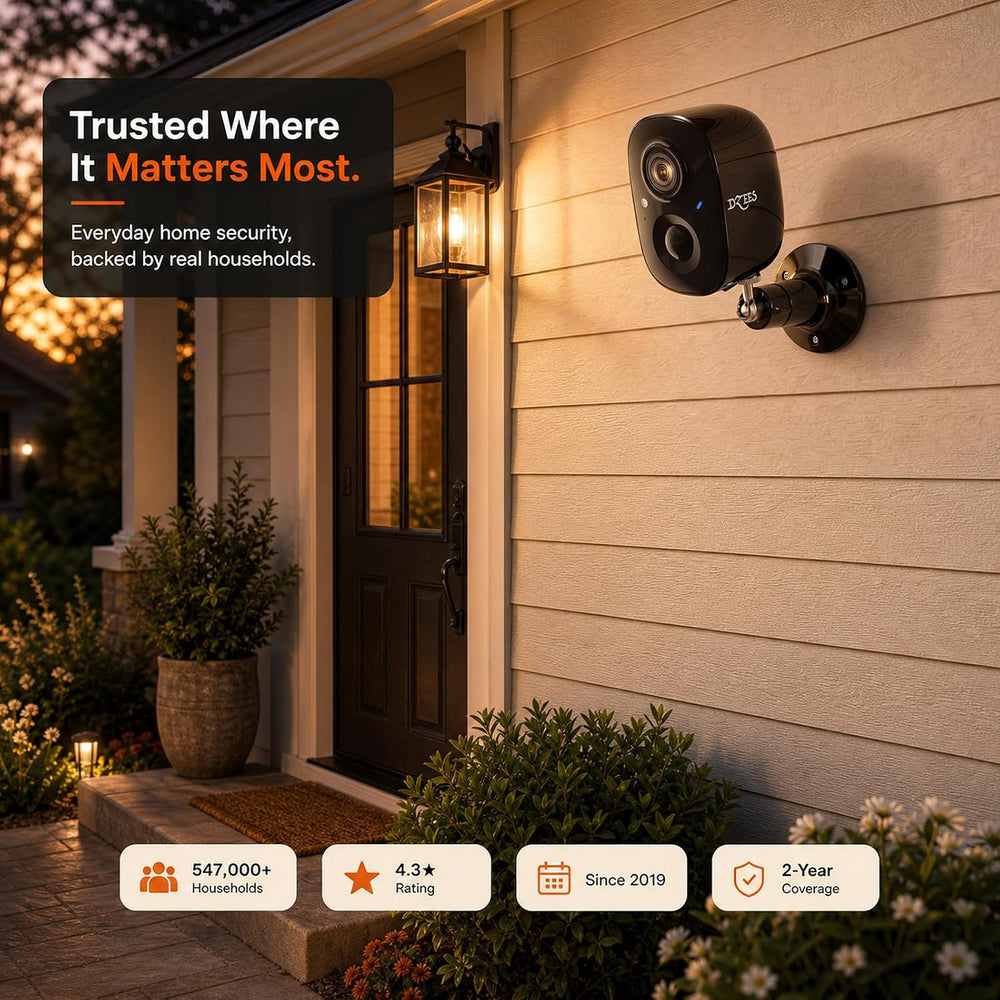 Dzees 3MP 2K Wireless Outdoor Security Camera, Battery Powered, IP66