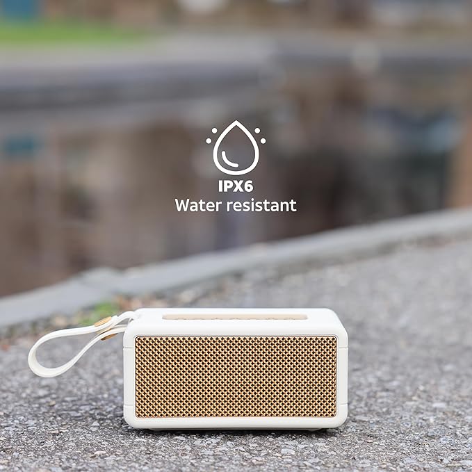 AT&T Essentials Retro 40W Bluetooth Speaker, IPX6 Waterproof, LED Light M...