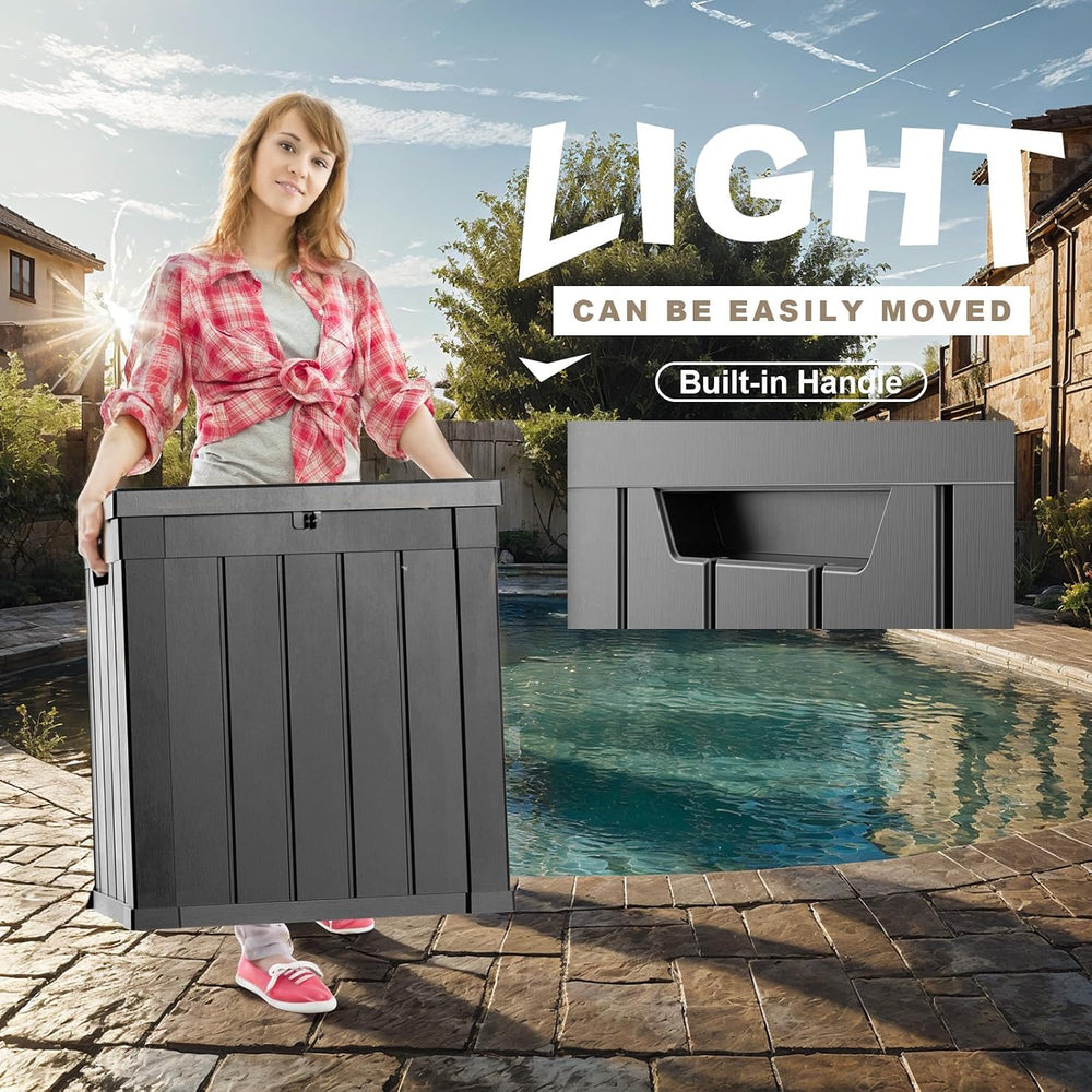PatioZen 51 Gallon Resin Deck Box, Lockable Patio Outdoor Storage Box for Fur...
