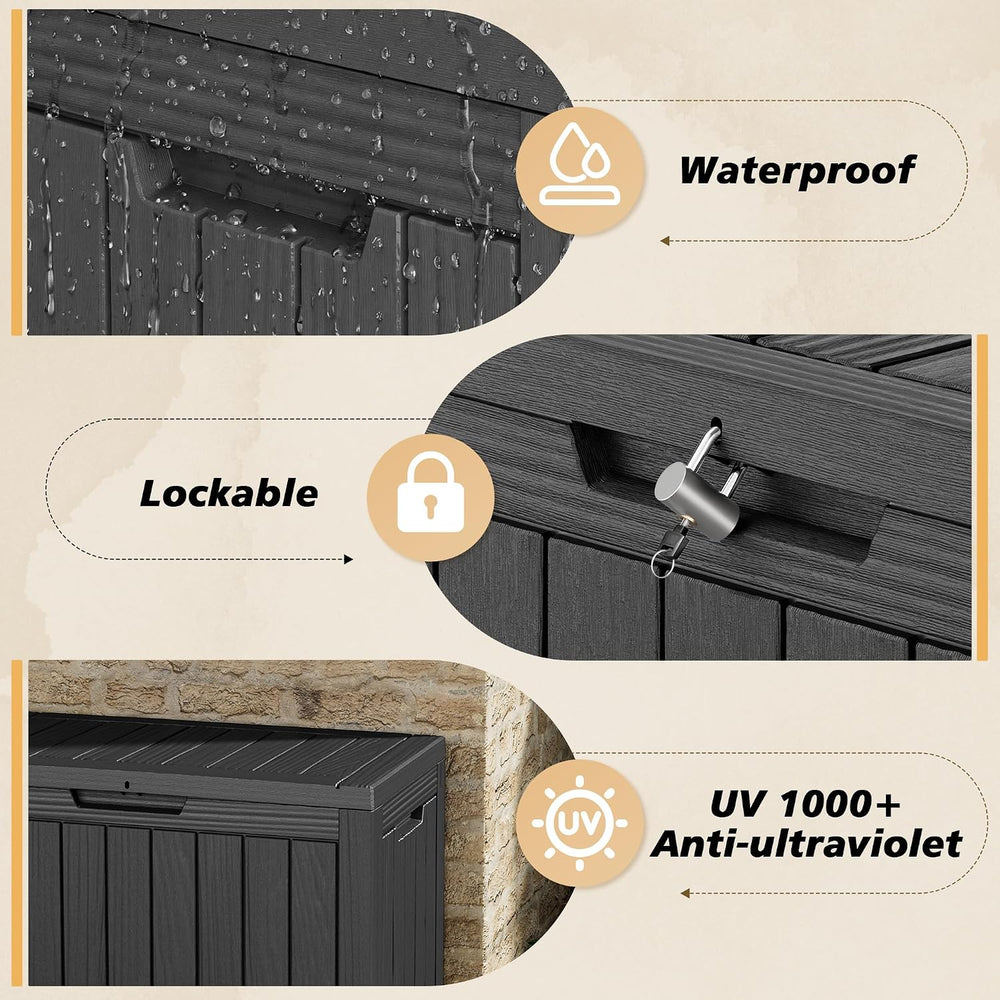 Fancyango 45 Gallon Outdoor Storage Deck Box Waterproof, Black