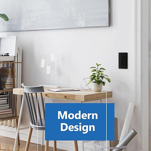 LIDER Black Minimalist Decorator Switch, Frameless Light Switch, On/Off Rocke...