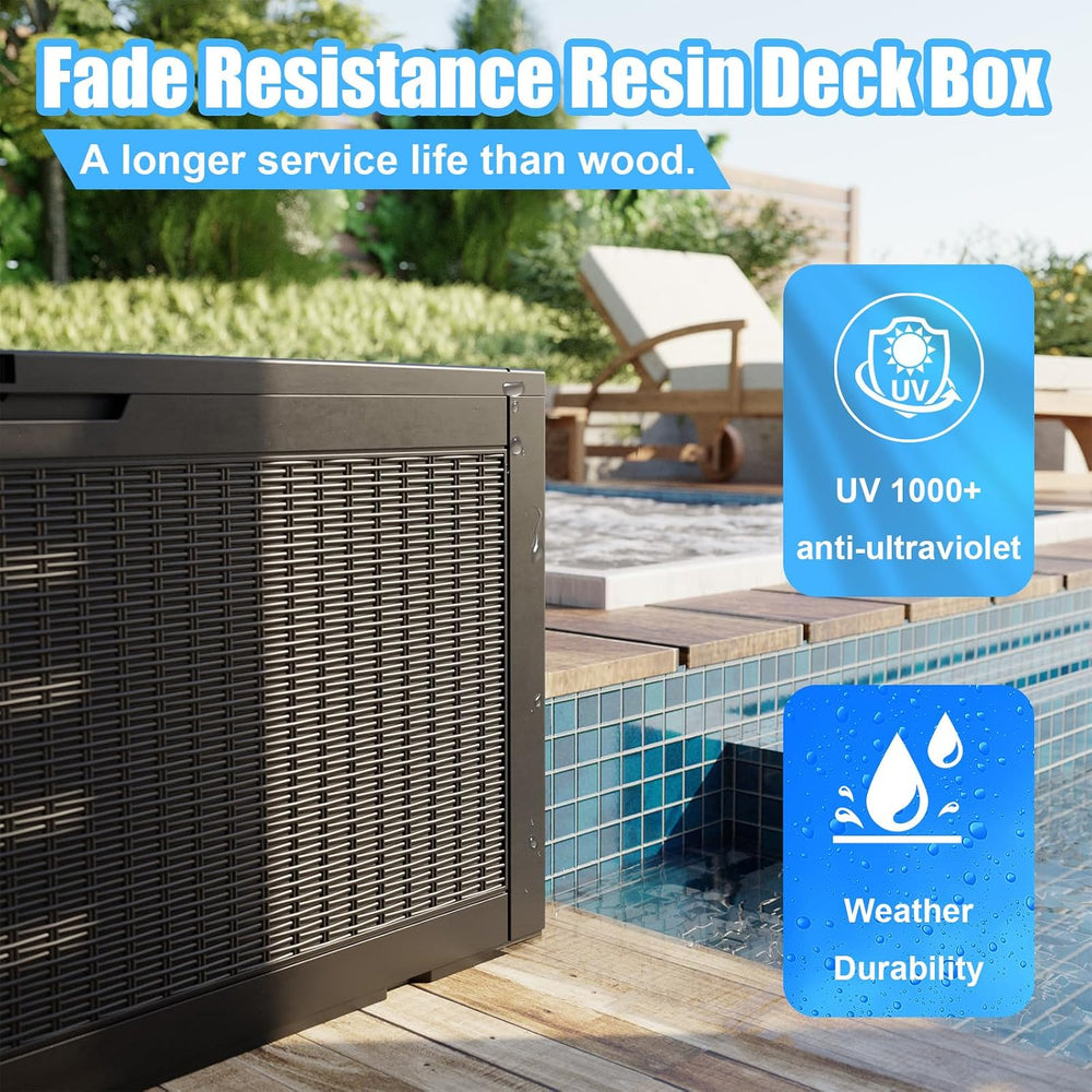 ROJIK Outdoor Storage Housing Deck Box - Waterproof Patio Furniture, Garden T...