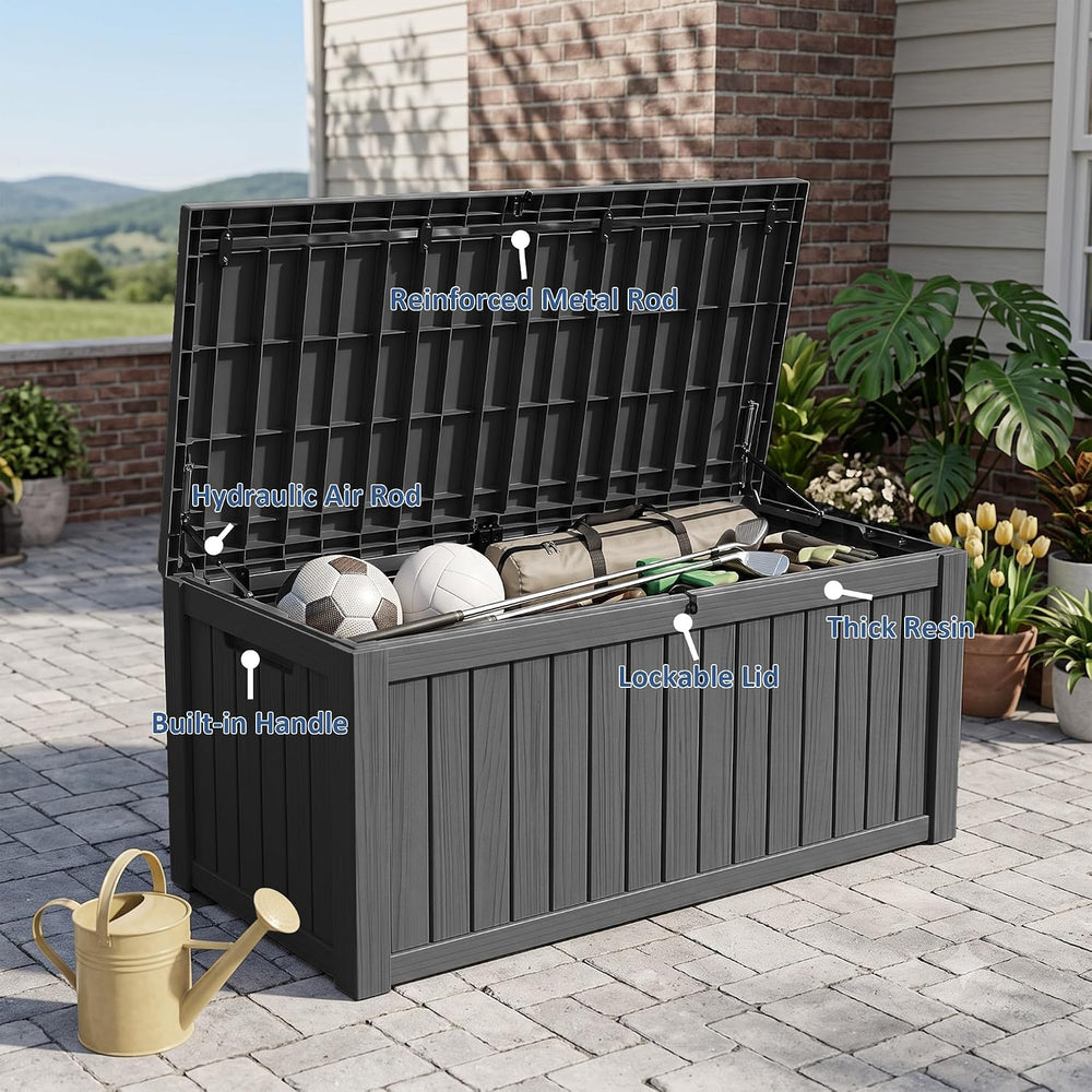 Vixzen Waterproof Outdoor Storage Box 220 Gal Deck Box with Lockable Lid