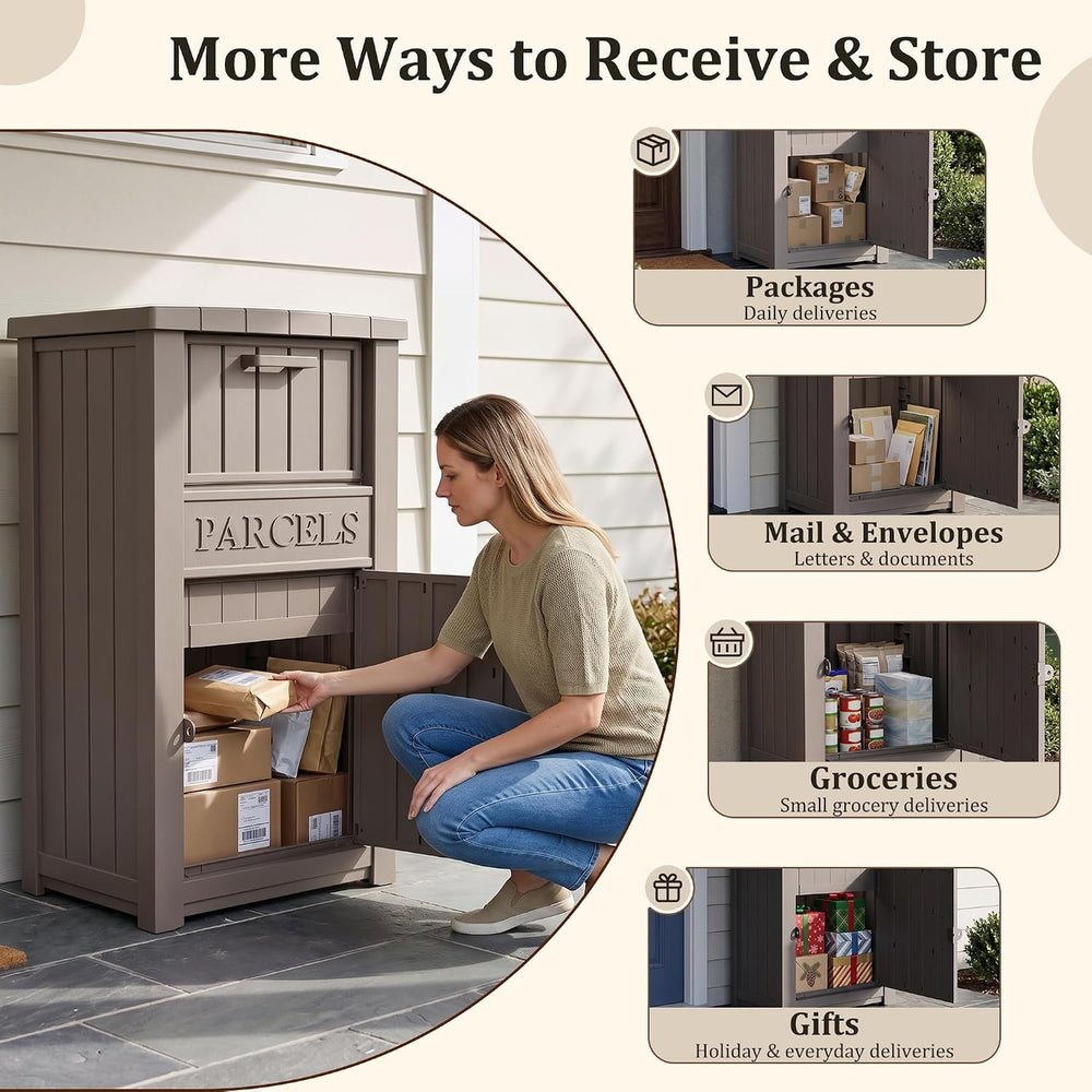 Package Delivery Boxes for Outside, 130 Gallon Deck Boxes for Outdoor