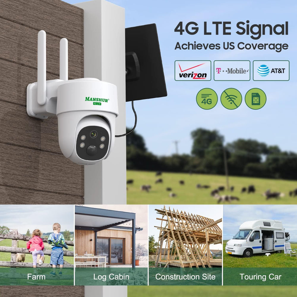 4G LTE Cellular Security Camera Outdoor Wireless, No WiFi Needed, Solar