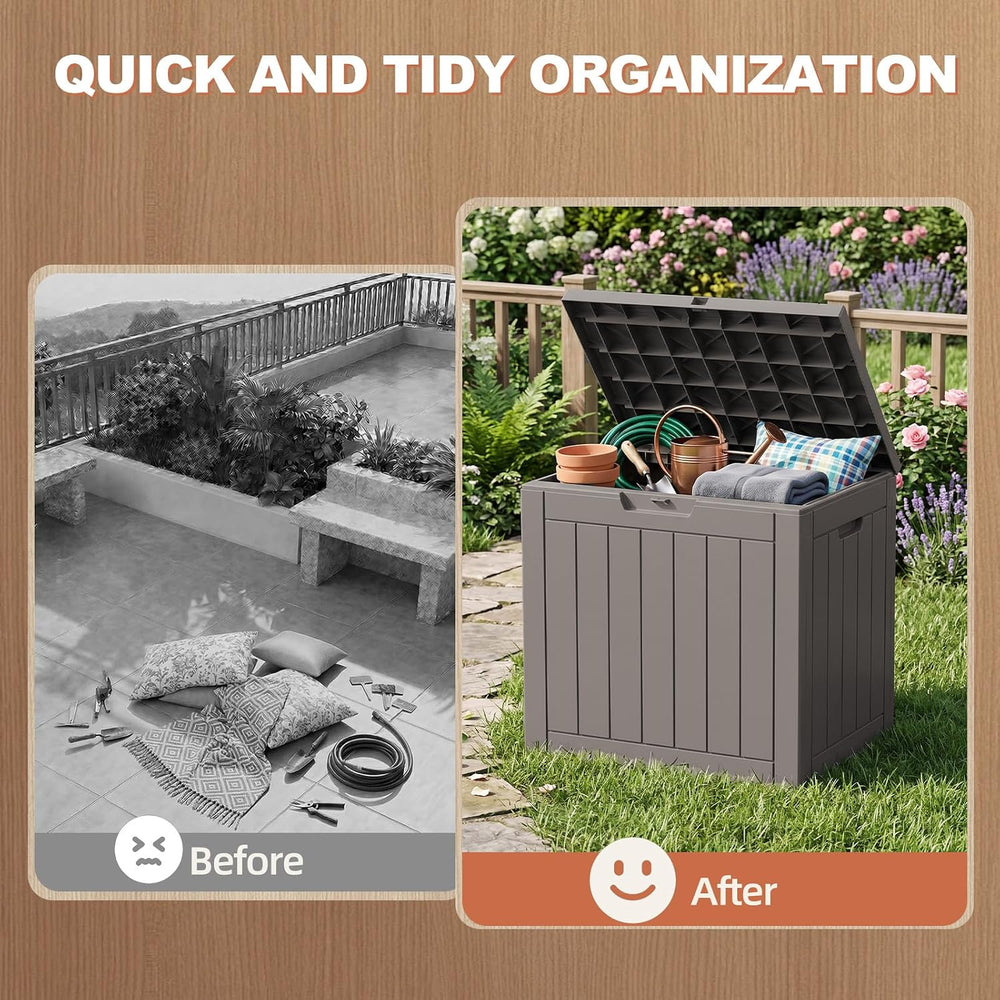 EFU Outdoor Storage Box 45 Gallon Deck Box, Waterproof Resin