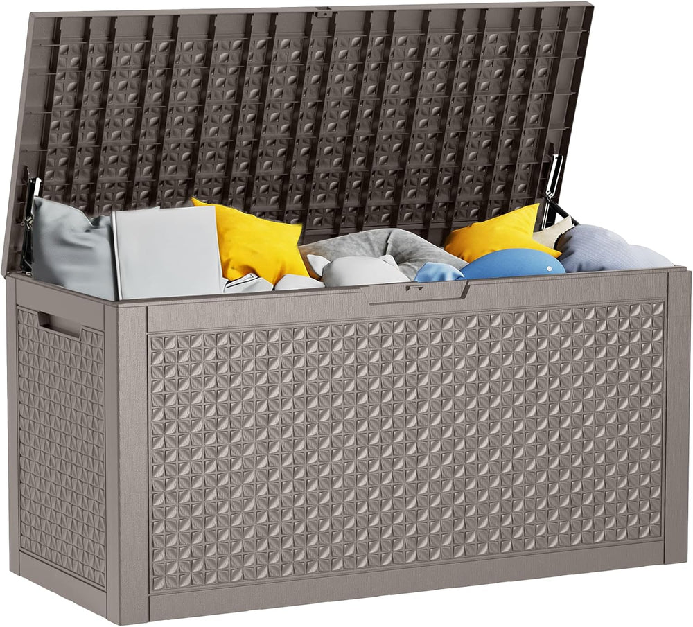 121 Gallon Outdoor Storage Box - Deck Box Waterproof Patio Furniture, Garden ...