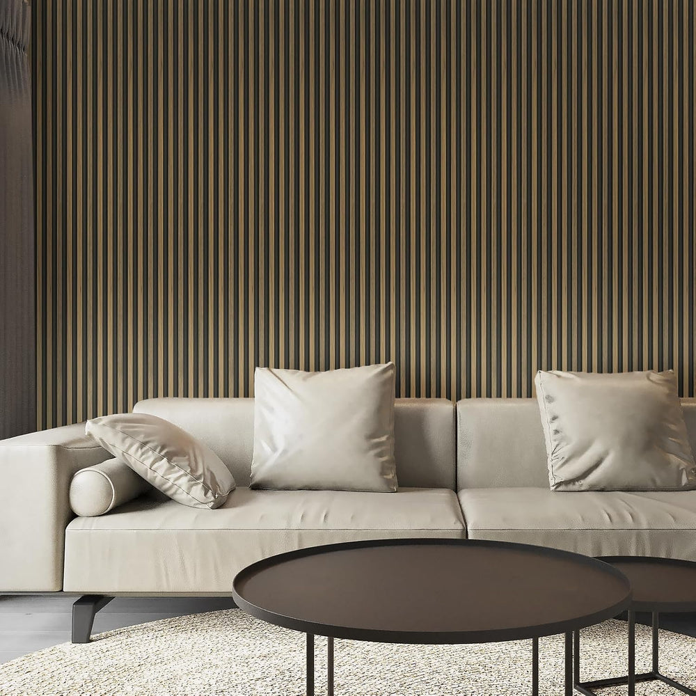 Art3d 96 x 6 Inch 3D Fluted Wood Textured Slat Wall Panel, 8-Pack, Ebony