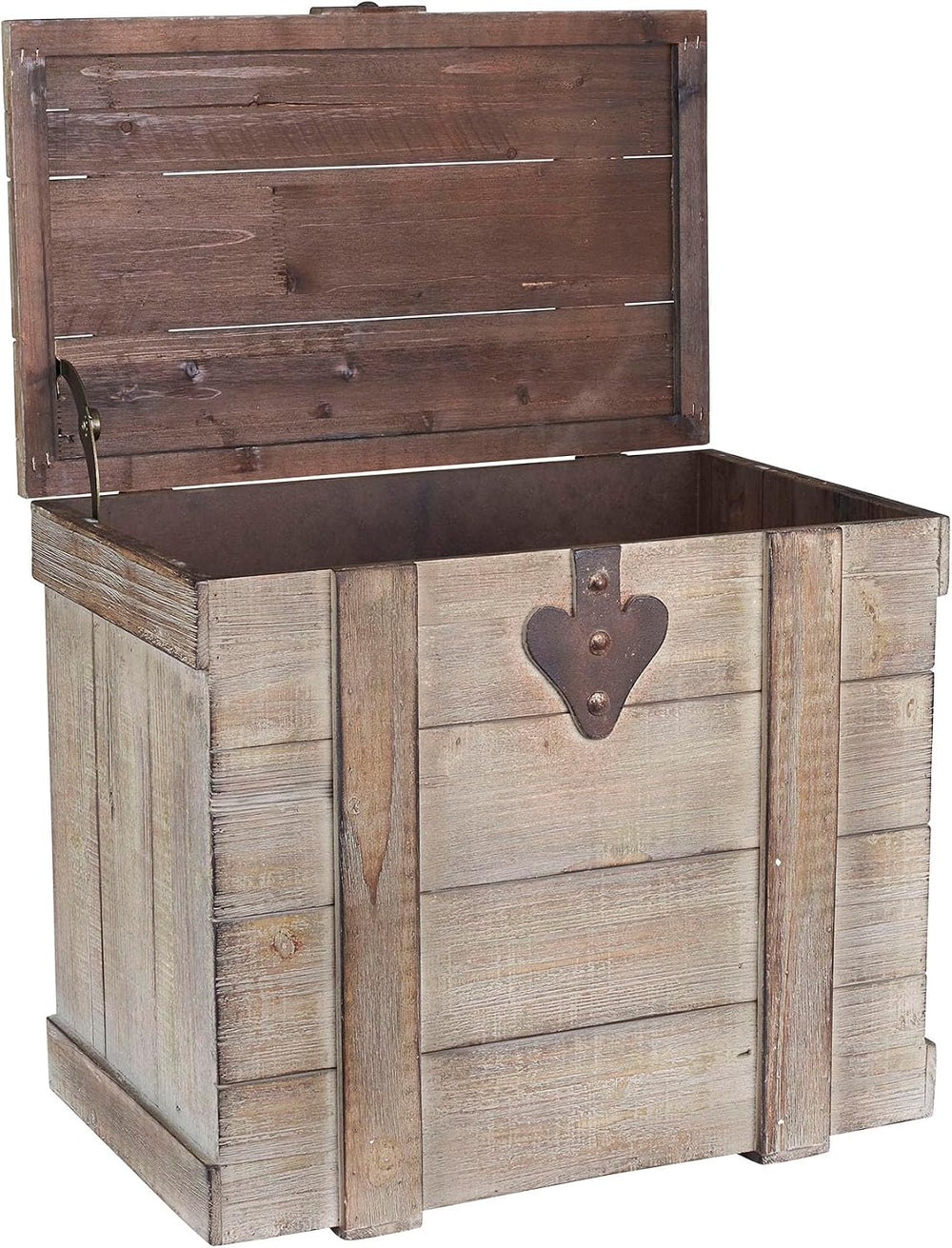 Household Essentials Medium Antiqued Decorative Trunk, Gray Finish