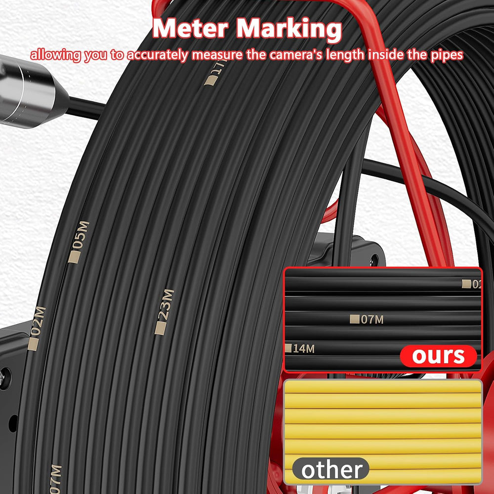 Sewer Camera 100ft/30M 7" Rainproof IPS Screen Pipe Drain Inspection