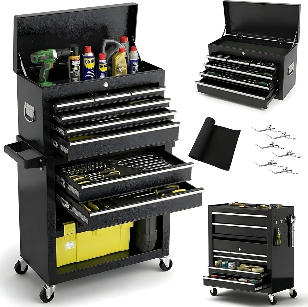 Dawmilon 8-Drawer Rolling Tool Chest, Detachable 2-in-1 Tool Box with Wheel
