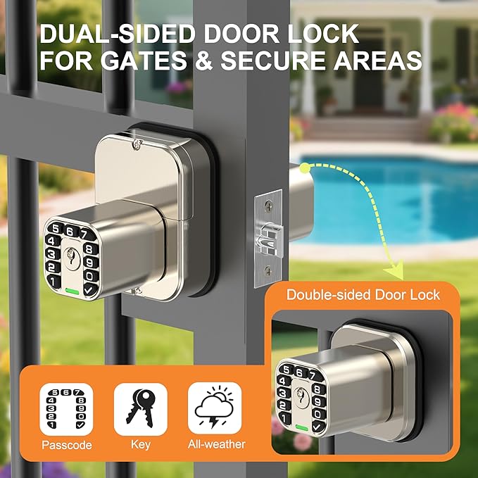 Richelock IU52 Double-Sided Keypad Door Lock, All-Weather, Fully Waterproof