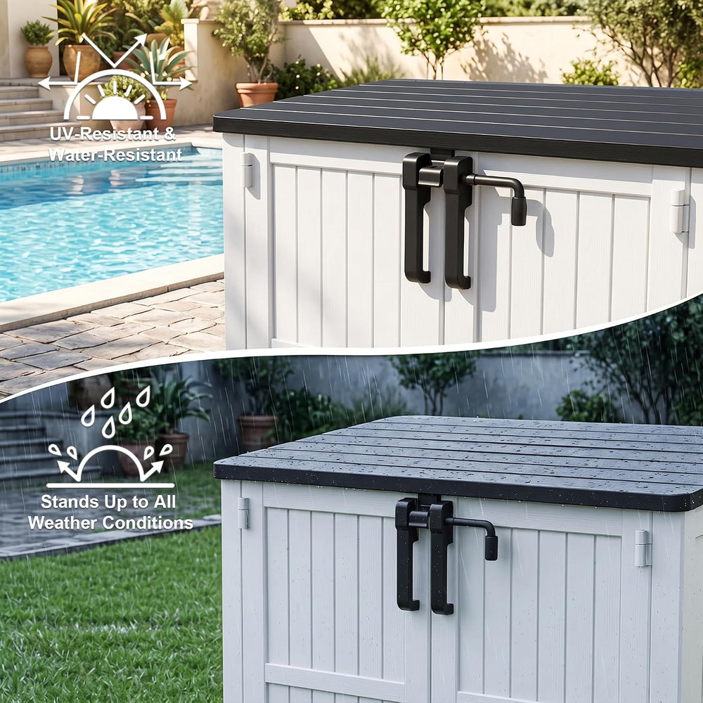 Outdoor Storage Box & Cabinet 36 Cu Ft, Patio Storage Box, White