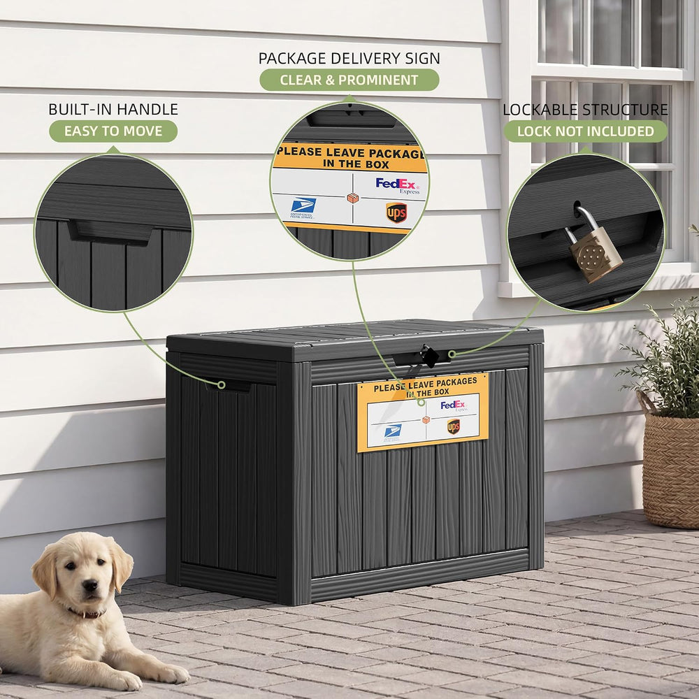 Package Delivery Box for Outside with Sign 50 Gallon (Matte Black)