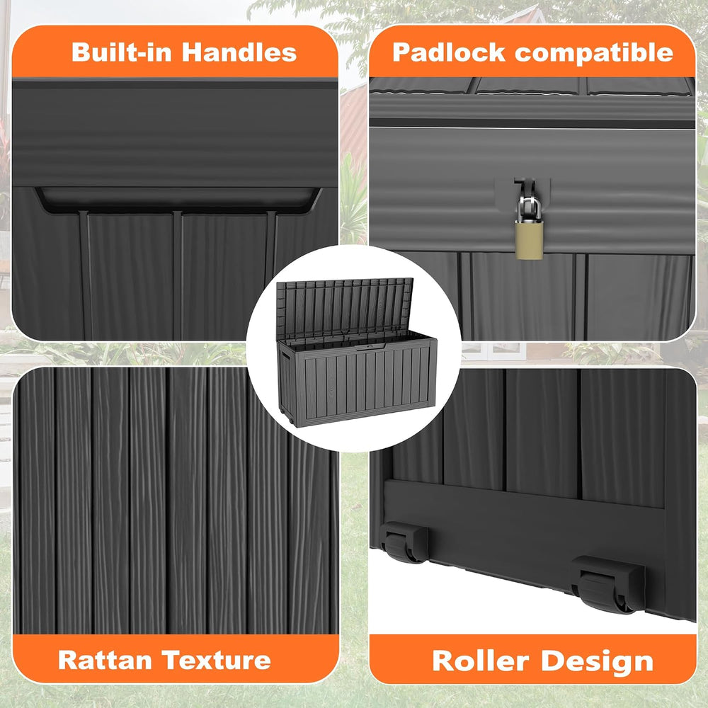 EasyUp 90 Gal Waterproof Outdoor Storage Box UV Resistant Deck Box