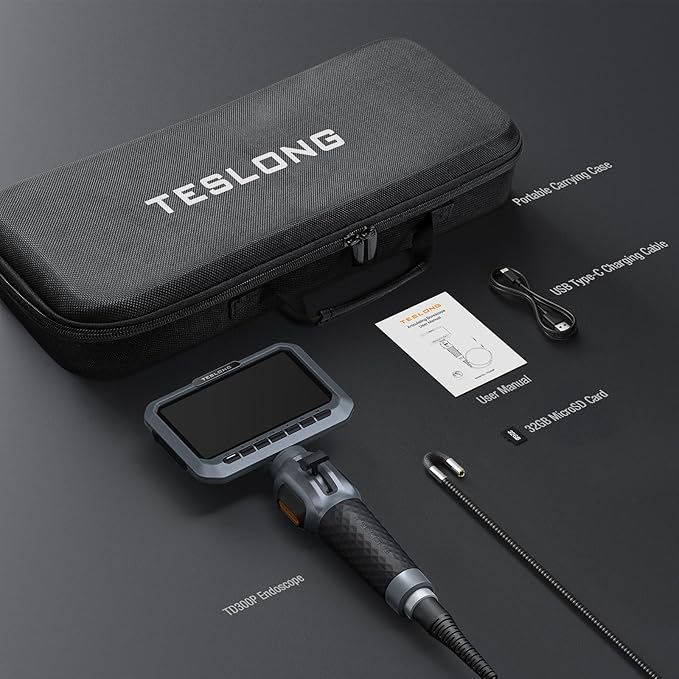 Teslong Two-Way Articulating Borescope, 5.5mm Slim Probe, 5.0'' Indus...