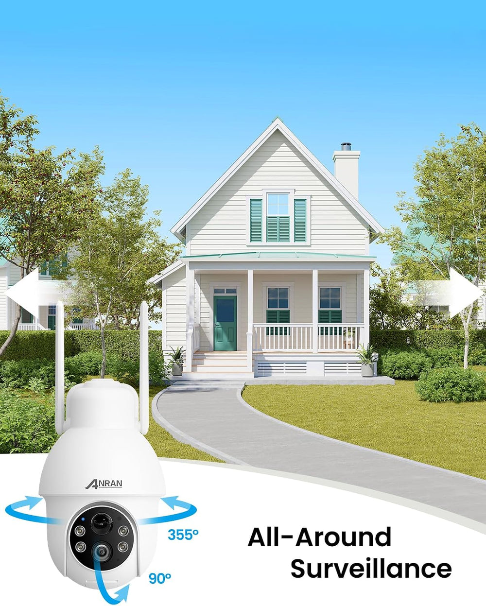 ANRAN 2K Solar Security Camera Outdoor Wireless WiFi 3MP Color Night Vision