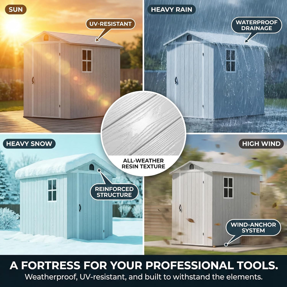 Devoko 4×6 FT Resin Storage Sheds with Floor, Light Gray