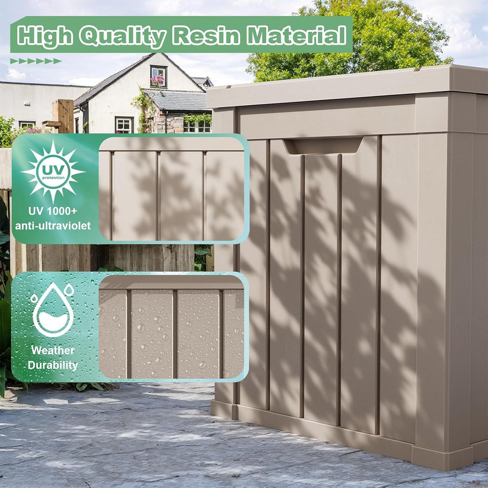 ROJIK 60 Gal Waterproof Deck Box, Weatherproof Outdoor Storage Box, Grey