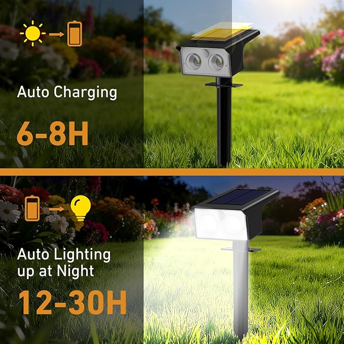 btfarm Solar Spot Lights Outdoor Waterproof, 8 Pack/3 Modes Motion Sensor Lights