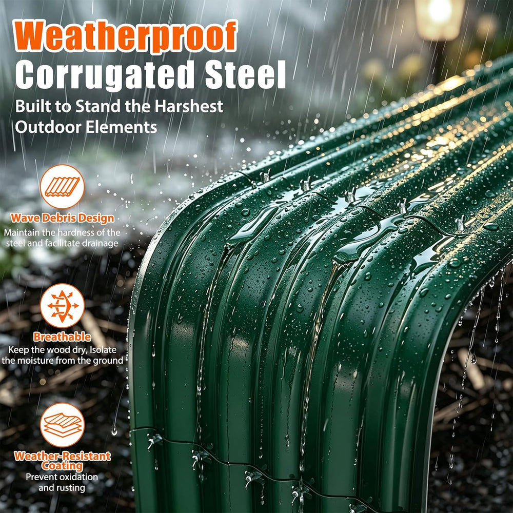 66" Cuboid Metal Sheet Firewood Rack Outdoor or Indoor Use, Green