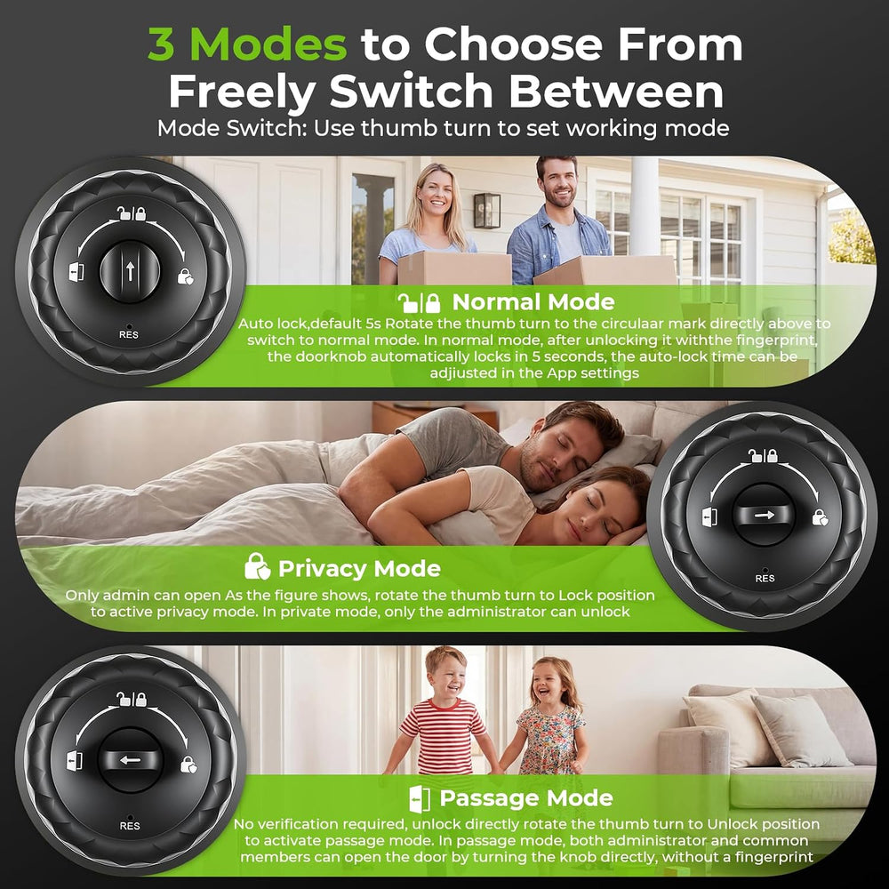 𝐅𝐢𝐧𝐠𝐞𝐫𝐩𝐫𝐢𝐧𝐭 𝐊𝐞𝐲𝐩𝐚𝐝 Door Lock, Smart Biometric Door Knob Support 15M App Contr...