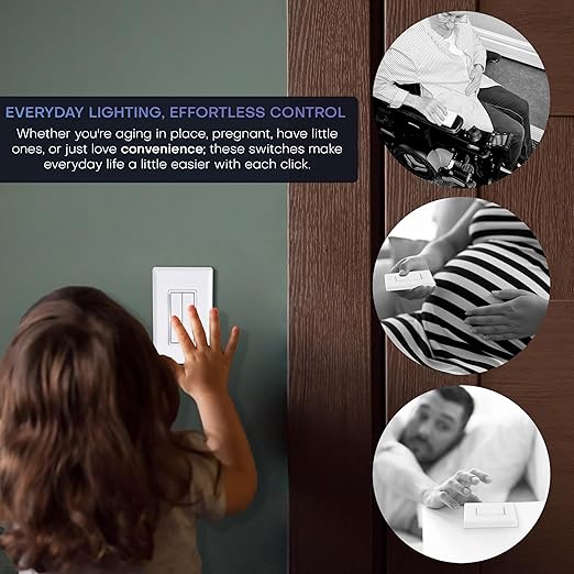 RunLessWire 3-Way Fan & Light Battery-Free DIY Kinetic Wireless Light Swi...