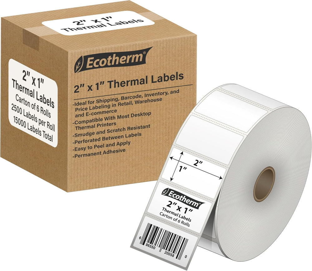 2"x1" Thermal Labels for Rollo, Offnova Label Printers and More (6 ...