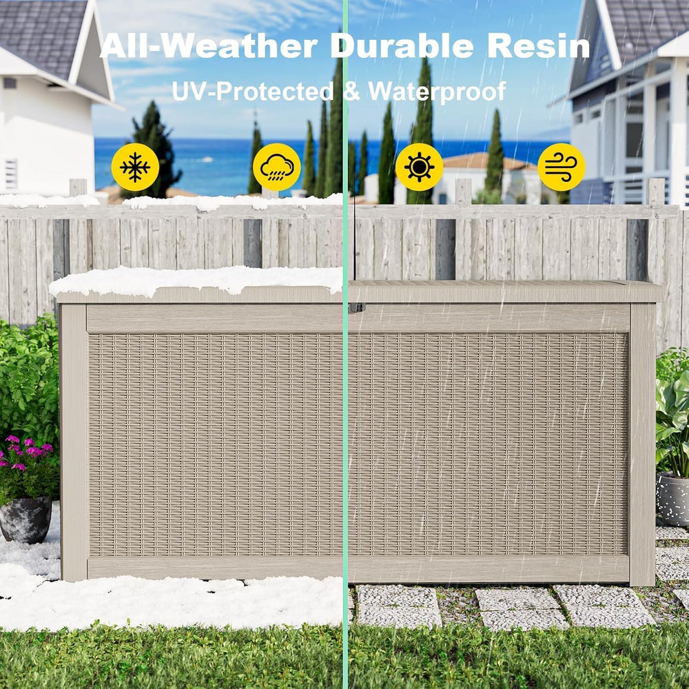320 Gallon Outdoor Storage Box,Large Waterproof UV Resistant Deck Box,Lockabl...