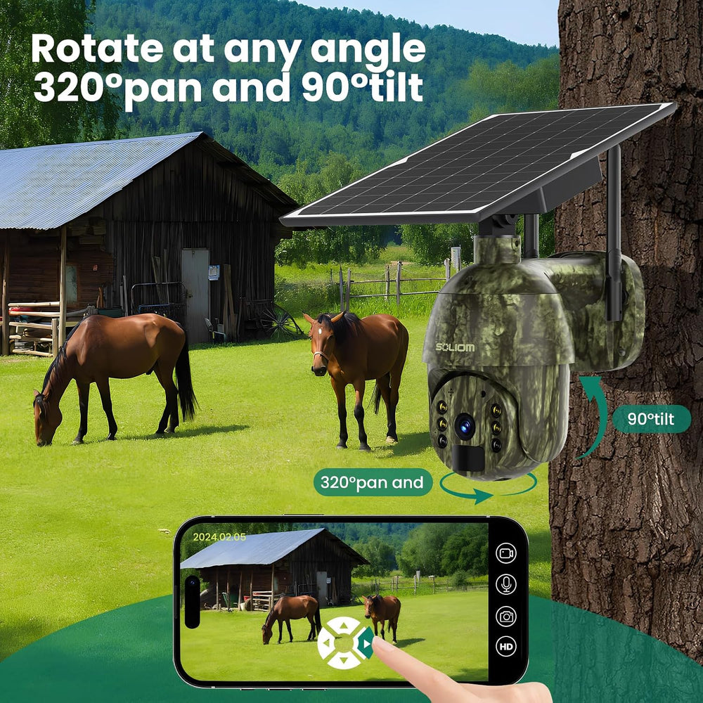 SOLIOM 4G LTE Cellular Cameras, Solar Security Cameras Wireless Outdoor
