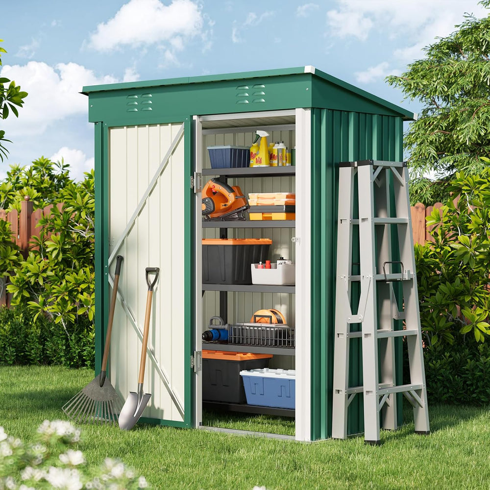 Bealife Metal Garden Shed Tool Shed, Galvanized Steel Tool Shed, Outdoor Stor...