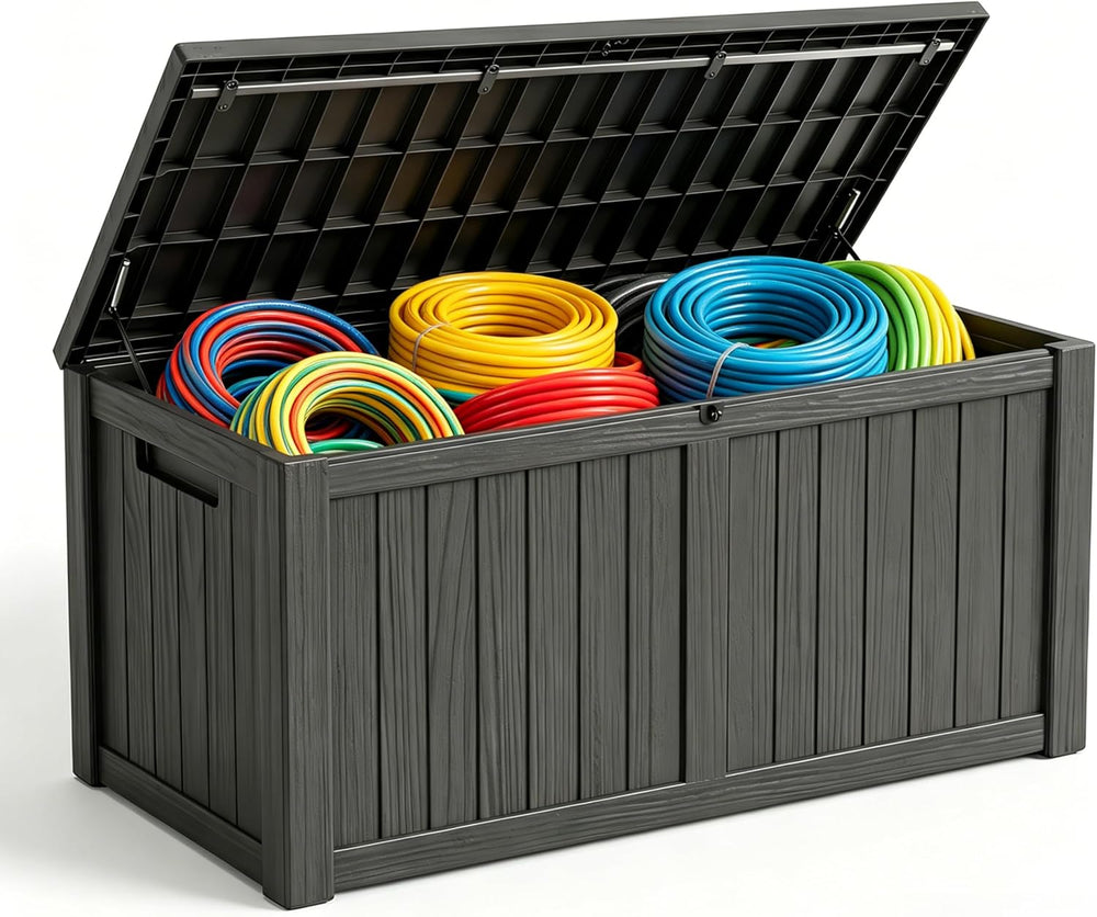 MAKINO 151 Gallon Large Resin Outdoor Storage Box, Waterproof Deck Box, Locka...