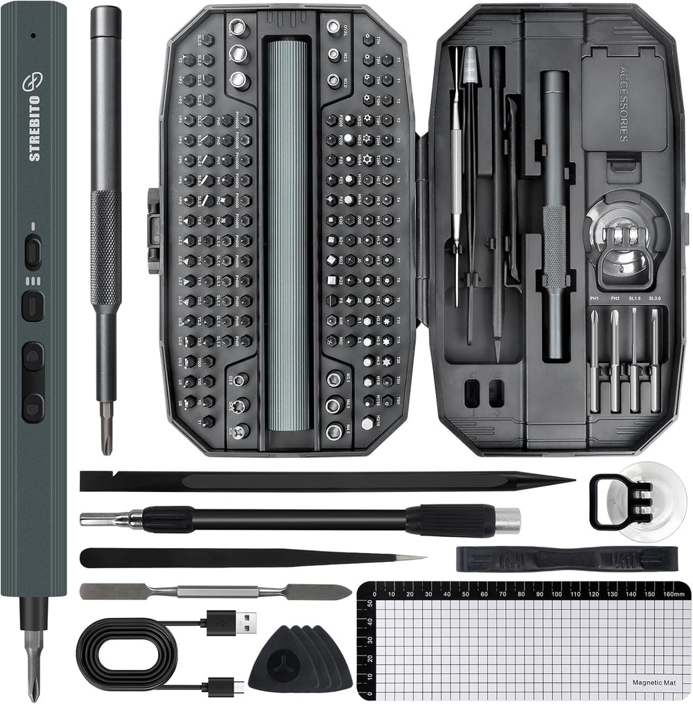 STREBITO Electric Screwdriver 155 in 1 Mini Electric Screwdriver Set, Max 5 N.m