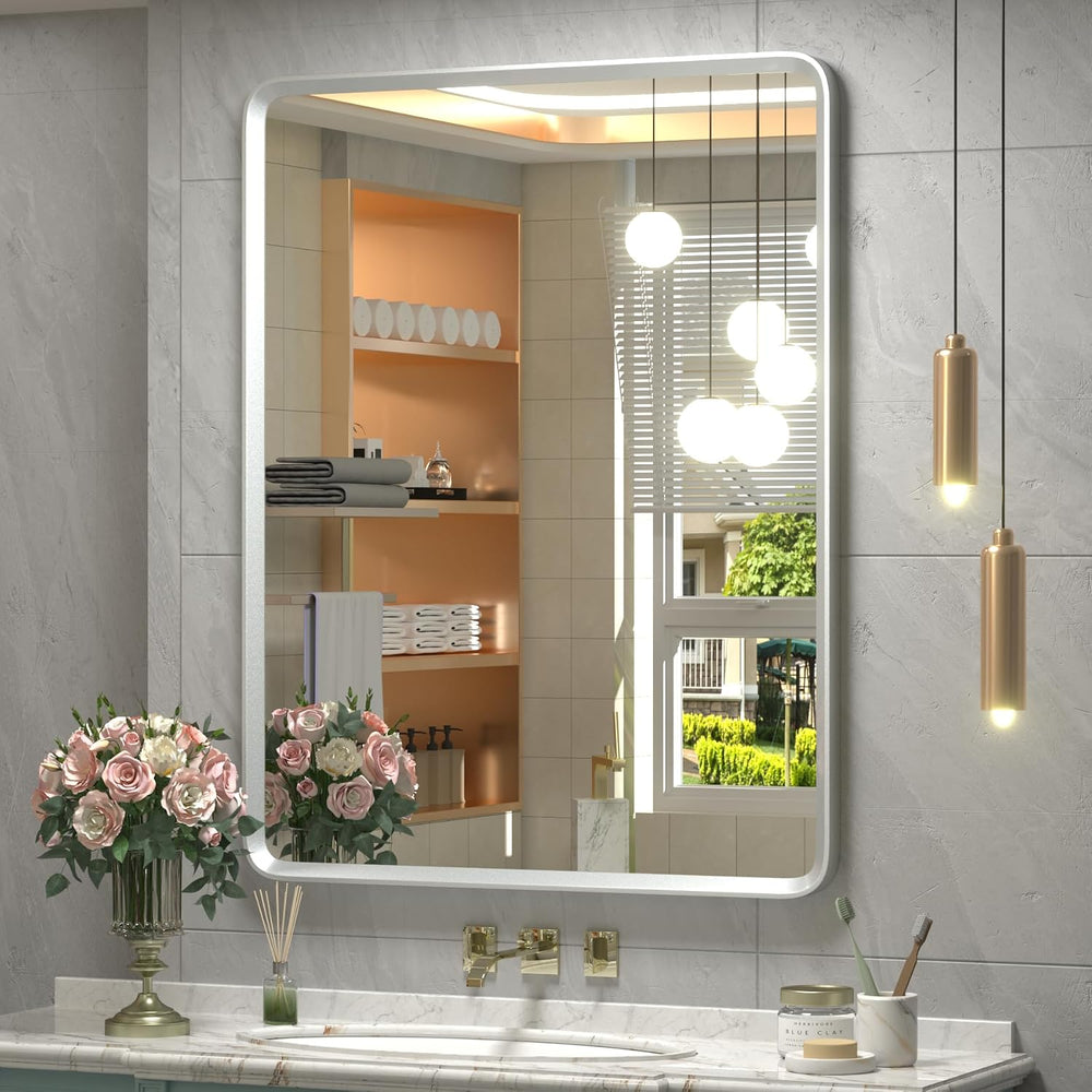 24x32 Silver Bathroom Mirror, Rounded Rectangle Mirror