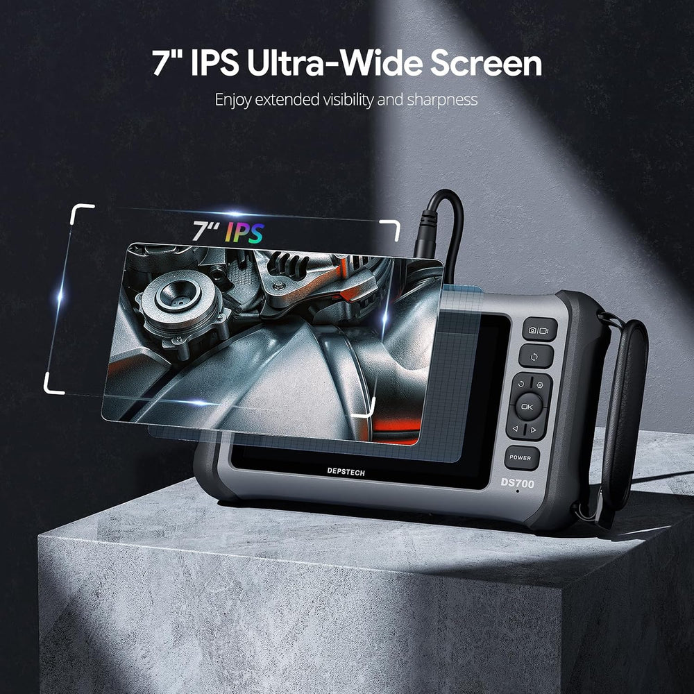 DEPSTECH 7" IPS Screen Borescope Camera with Light, Triple Lens, 16.5FT