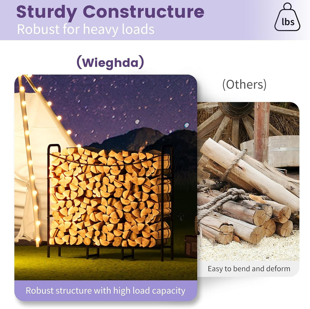4FT Firewood Rack Outdoor, Adjustable Log Stand for Storage