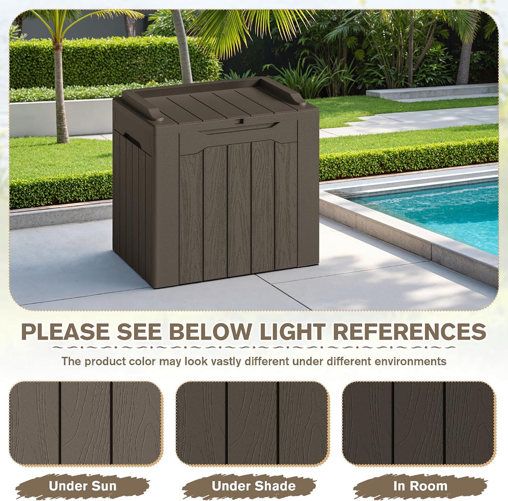 JUMMICO 31 Gallon Resin Deck Box Waterproof Outdoor Storage Boxes 2 Pack