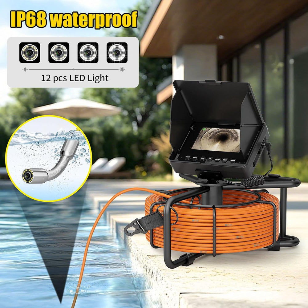 Sewer Camera 100FT/30M Borescopes Plumbing Snake Pipe Inspection Camera 22mm ...