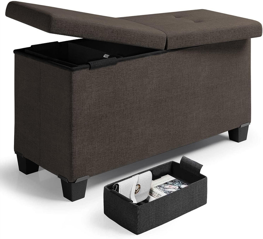 Nestl 30 Inch Storage Ottoman Bench with Storage Bins, Max 660 lbs Storage Ch...