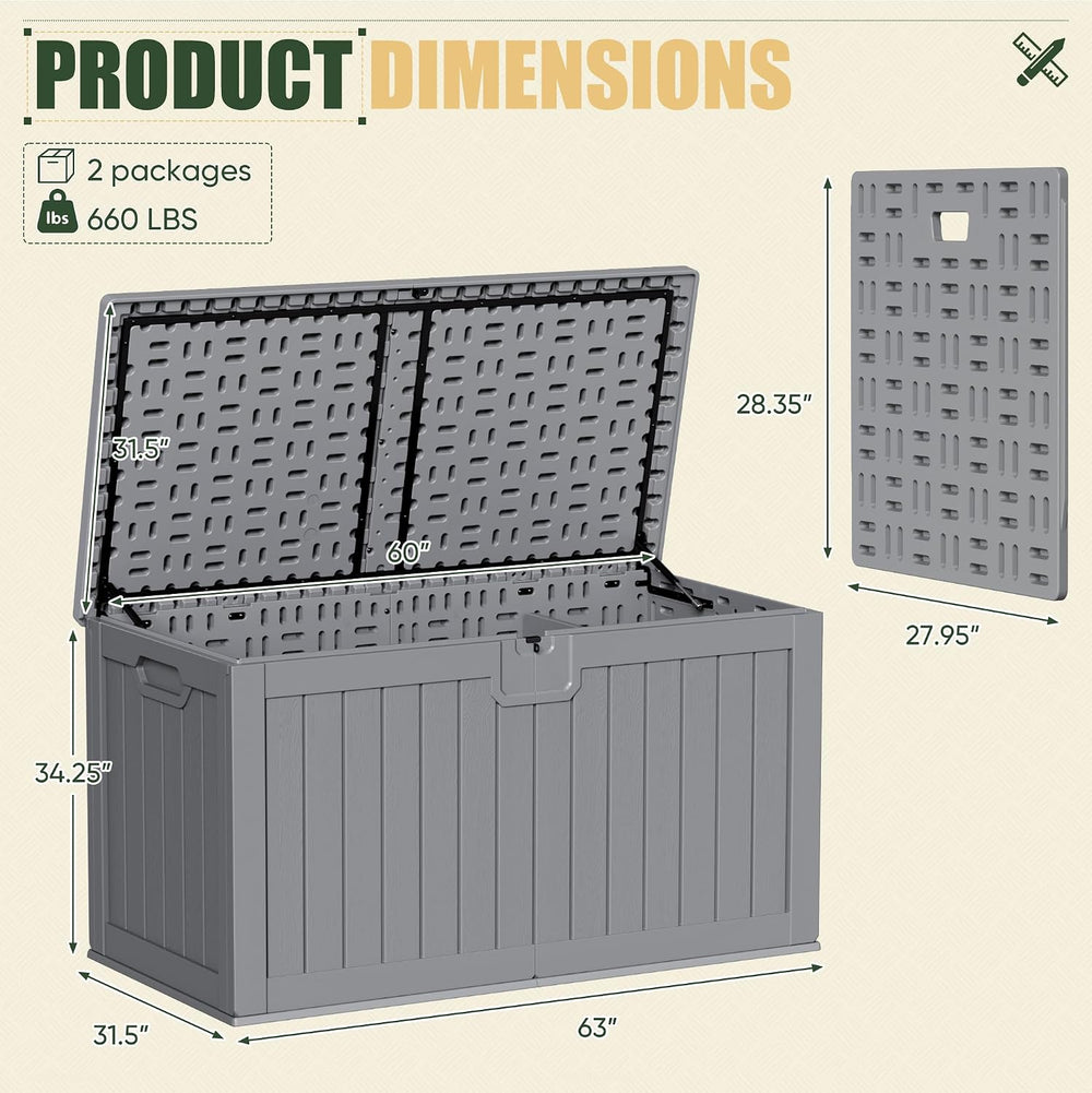 JUMMICO HDPE 250 Gallon Deck Box Double-Wall with Divider
