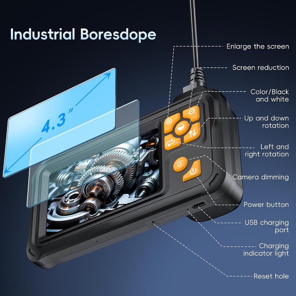 50FT Inspection Endoscope Camera with Light,1080P HD Borescope Camera