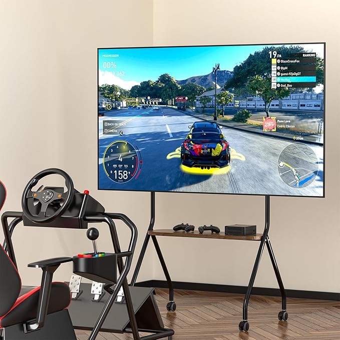 CVDF Rolling TV Stand for 49-75 Inch LCD LED OLED Flat/Curved Panel Screen TVs