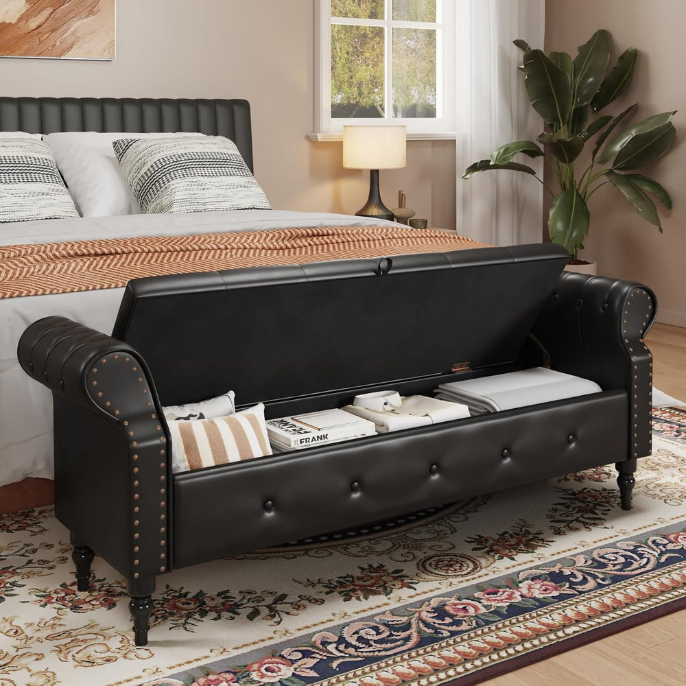 FiveWillowise 65 Inch End of Bed Storage Bench for Bedroom,King Size Bed