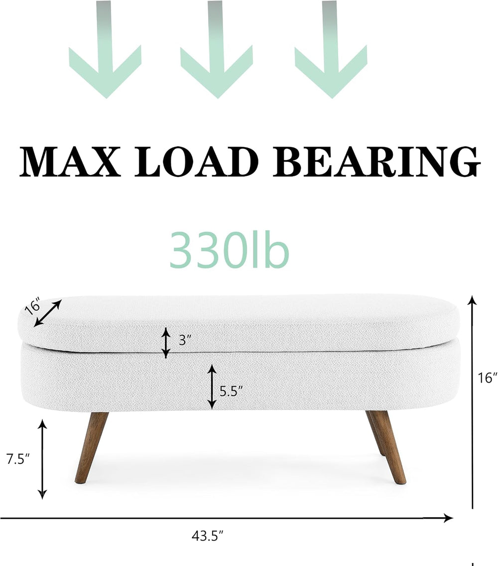 43.5" Ottoman with Storage, Storage Ottoman Bench with Safety Hinge, Bed...