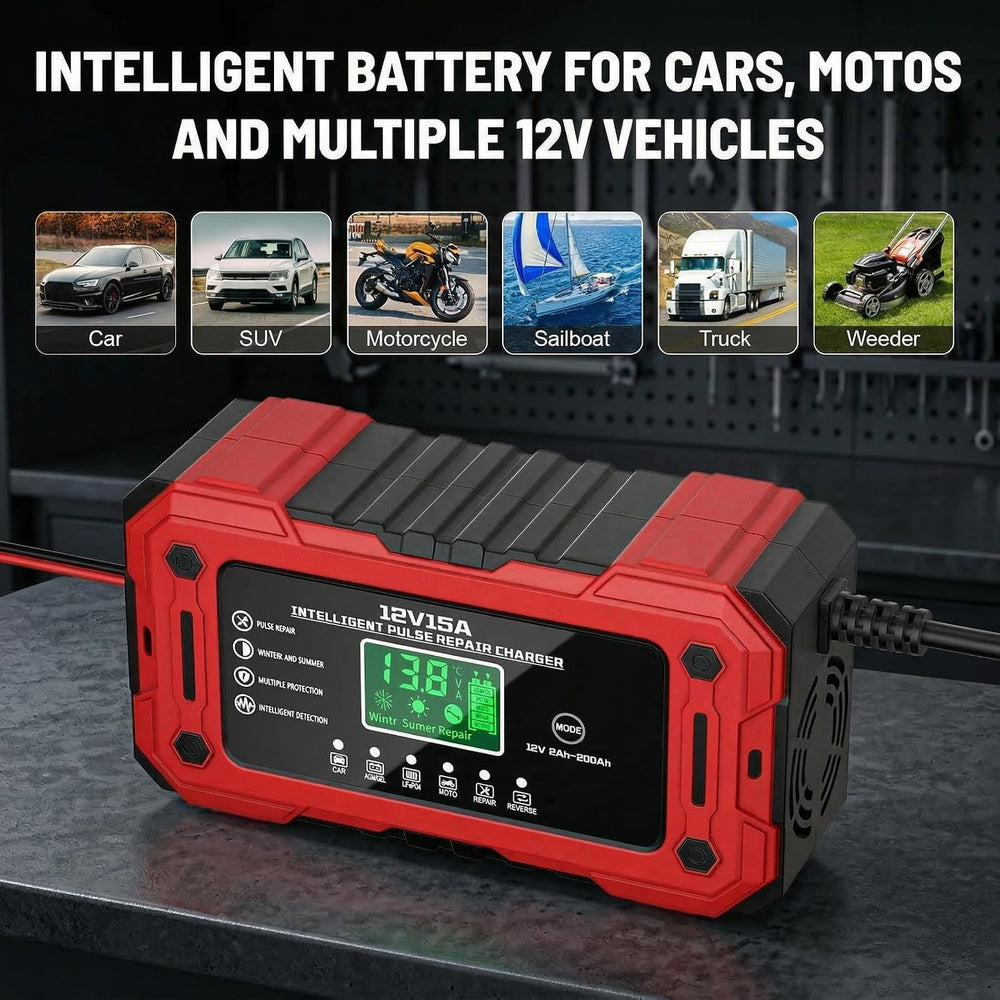 Car Battery Charger 12V 15A Smart Trickle Charger Fully Automatic