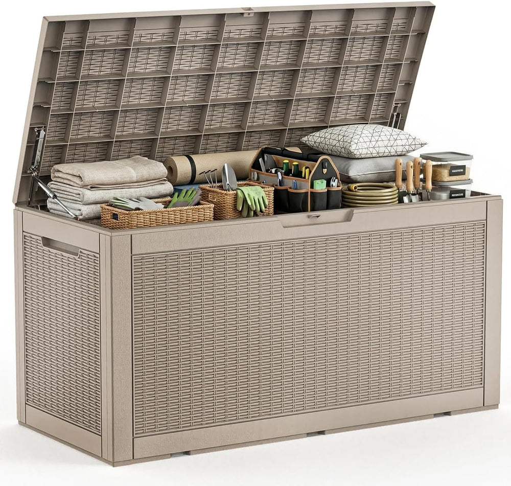 100Gal Waterproof Outdoor Storage Box UV Resistant Deck Box