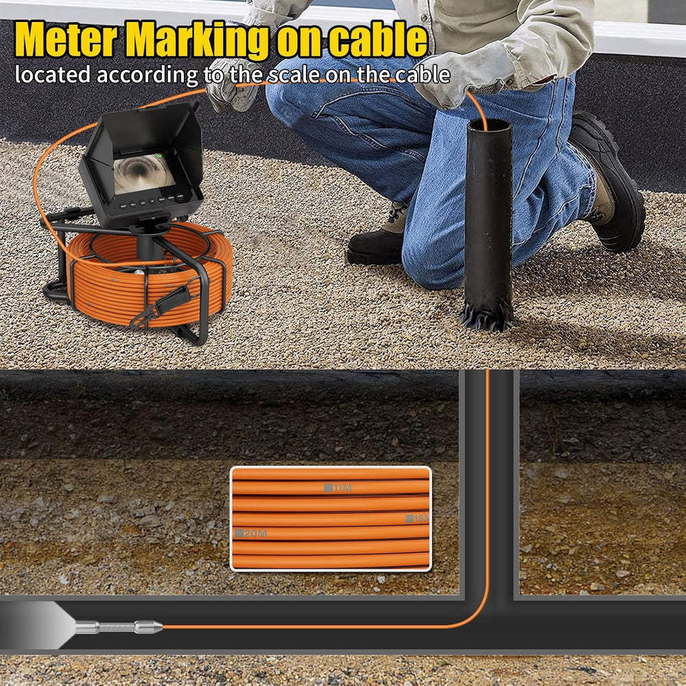 Sewer Camera 100FT/30M Borescopes Plumbing Snake Pipe Inspection Camera 22mm ...