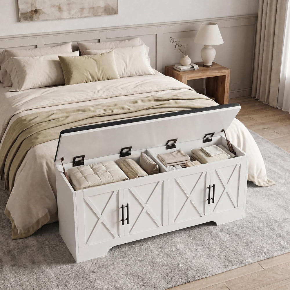 DreamDashio Storage Bench with Cushion, 47.2" End of Bed Storage Bench w...