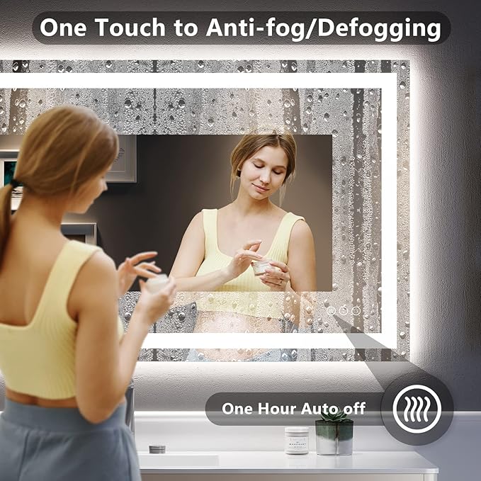 YEELAIT 48x32 Inch LED Bathroom Mirror