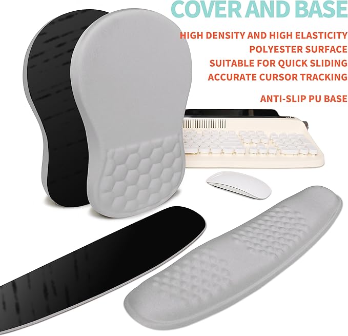 KUOSGM 2-in-1 Ergonomic Set, Wave Rise Keyboard Wrist Rest and Massage Bulge